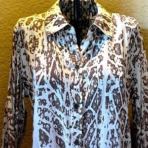 Johnston & Murphy animal print ombré blouse.